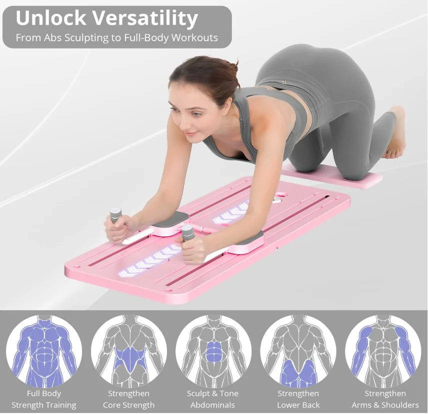 Premium 8-In-1 Exercise Board -Multi-Functional Pilates Abdominal Trainer, Functional Pilates Board, Home Multi-Functional Folding Body Board, Waist, Hips, Arms Slimming