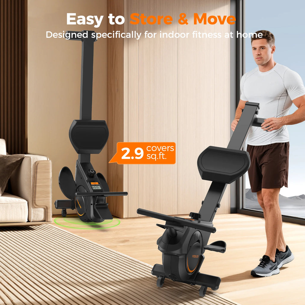 Magnetic Rowing Machine for Home Workout, 350 Lb Capacity, 16 Levels of Quiet Magnetic Resistance, Rower Machine Use with Bluetooth, App Supported