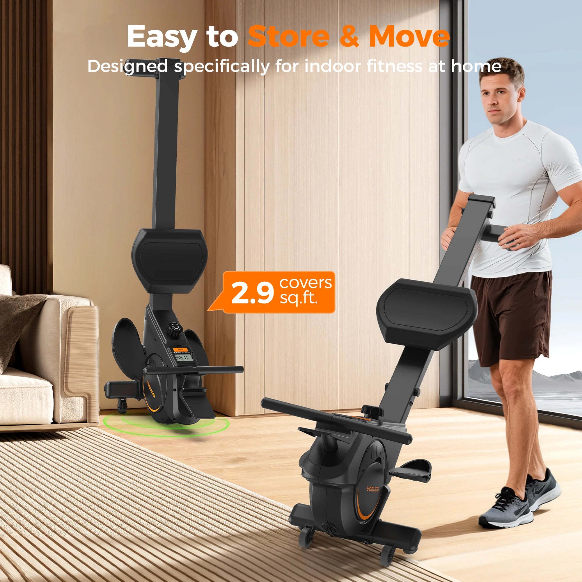 Magnetic Rowing Machine for Home Workout, 350 Lb Capacity, 16 Levels of Quiet Magnetic Resistance, Rower Machine Use with Bluetooth, App Supported