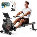 Magnetic Rowing Machine for Home Workout, 350 Lb Capacity, 16 Levels of Quiet Magnetic Resistance, Rower Machine Use with Bluetooth, App Supported