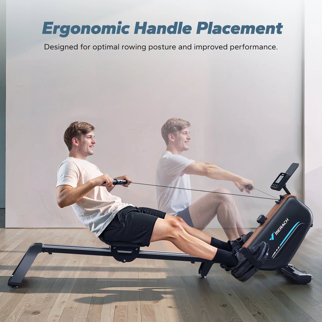 Magnetic Rowing Machines for Home, Quiet Row Machine with 51.2" Extended Rail, 16-Level Powerful Magnetic Rower and 350 LBS Weight Capacity