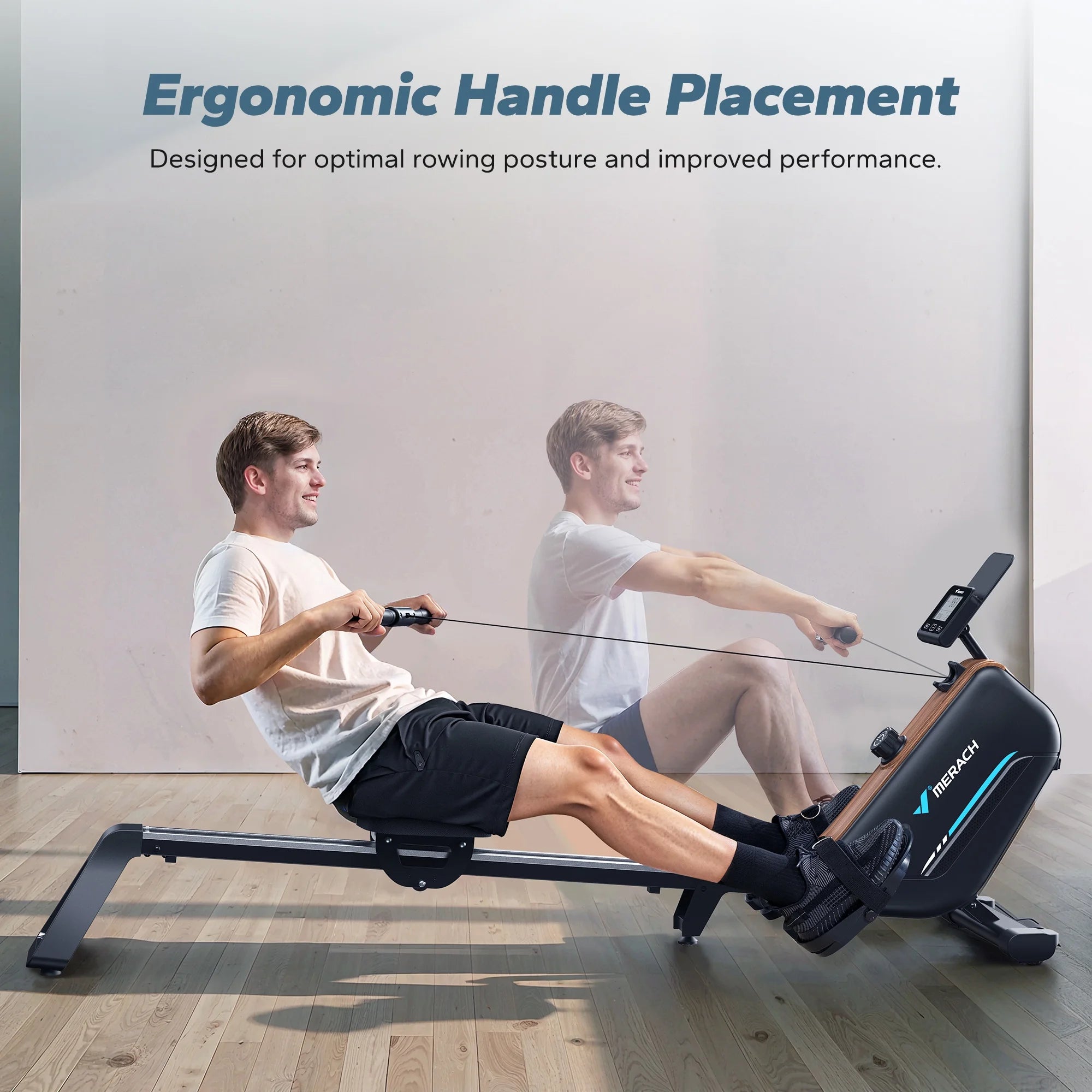 Magnetic Rowing Machines for Home, Quiet Row Machine with 51.2" Extended Rail, 16-Level Powerful Magnetic Rower and 350 LBS Weight Capacity