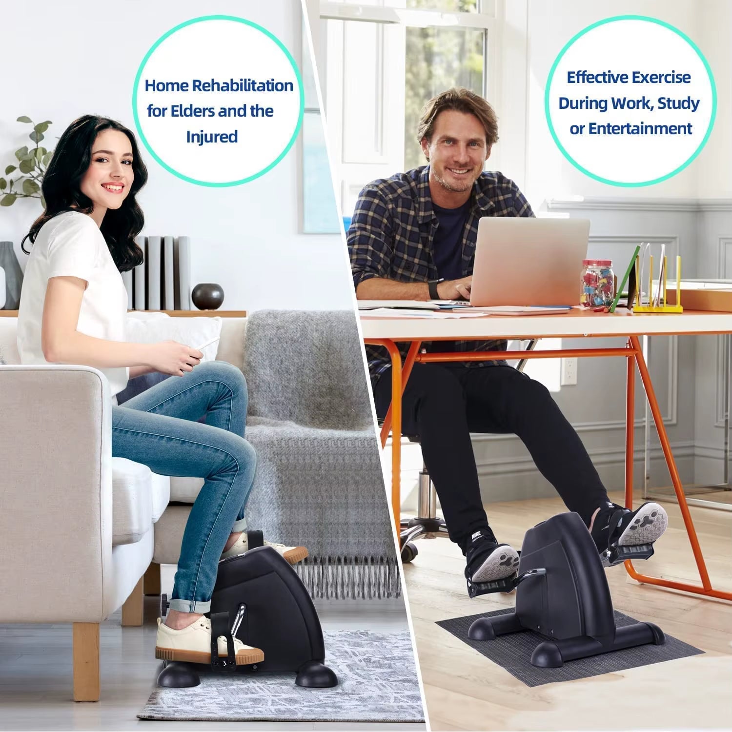 Mini Exercise Bike Portable Arm & Leg Bike Pedal Exerciser with LCD Display with Anti-Skid Mat for Home Office