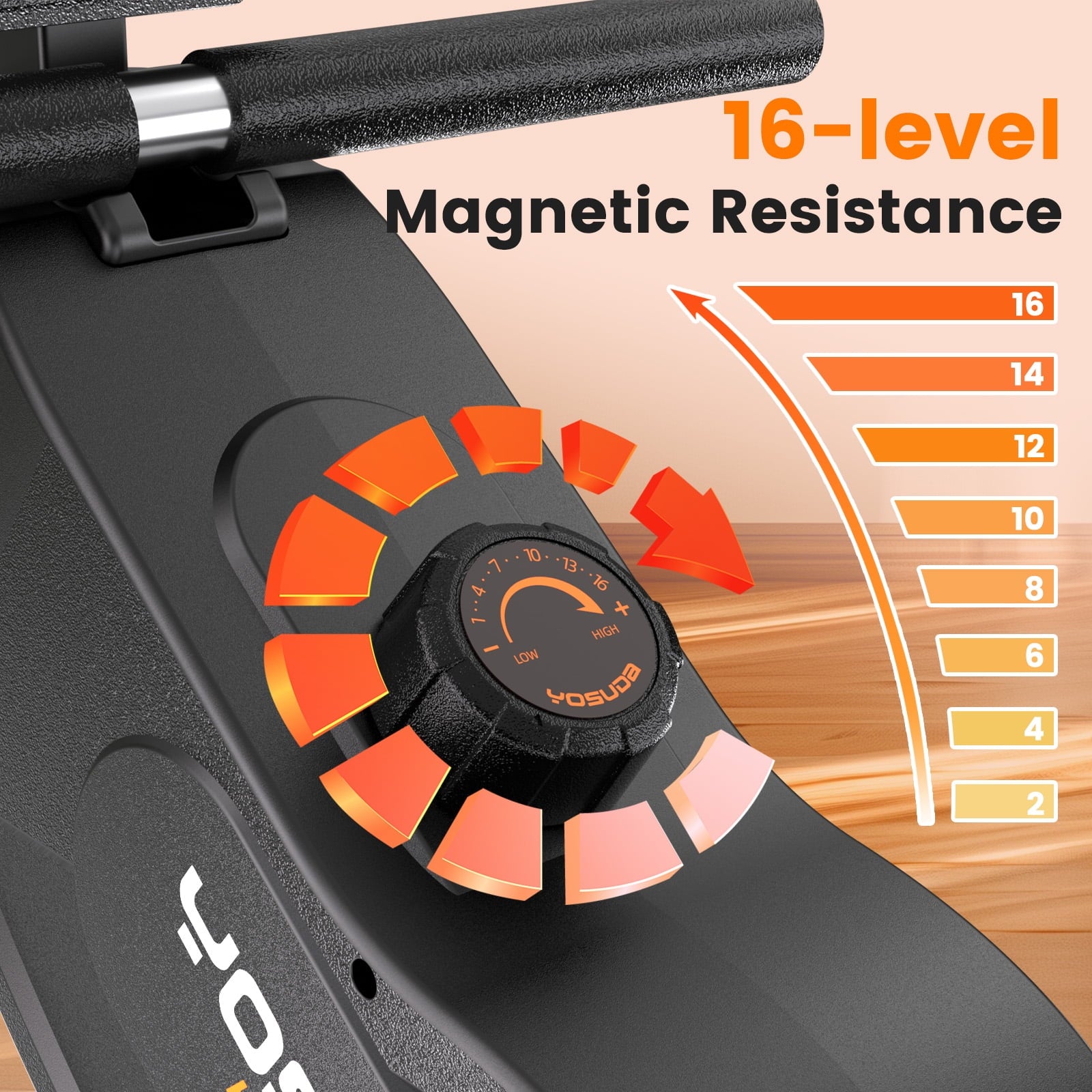 Magnetic Rowing Machine 350 LB Weight Capacity , Foldable Rower for Home Use with 16-Level Max 115Lbs Adjustable Resistance and Bluetooth