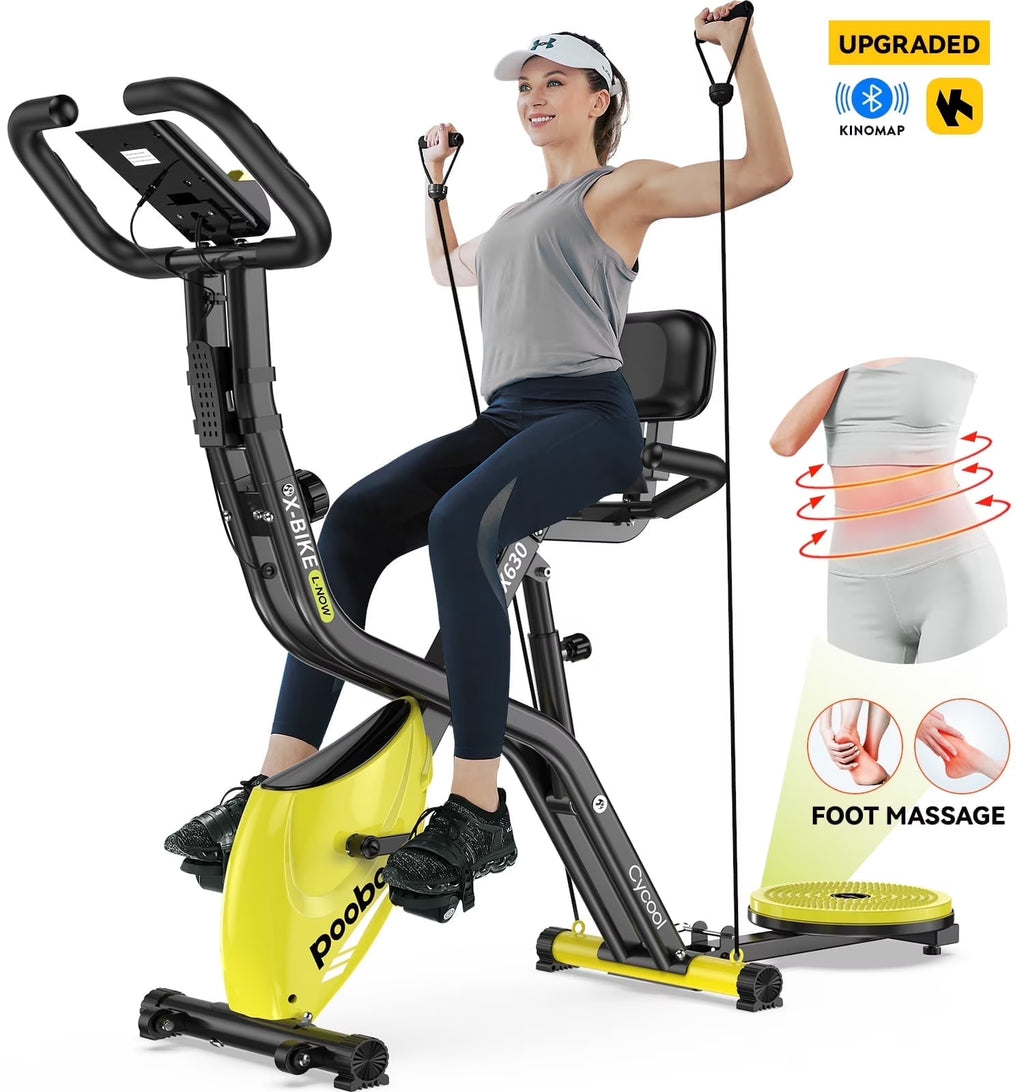 4In1 Folding Exercise Bike Indoor Cycling Bike Stationary Magnetic X Bike Gym Workout 300Lb Easy to Get On/Off