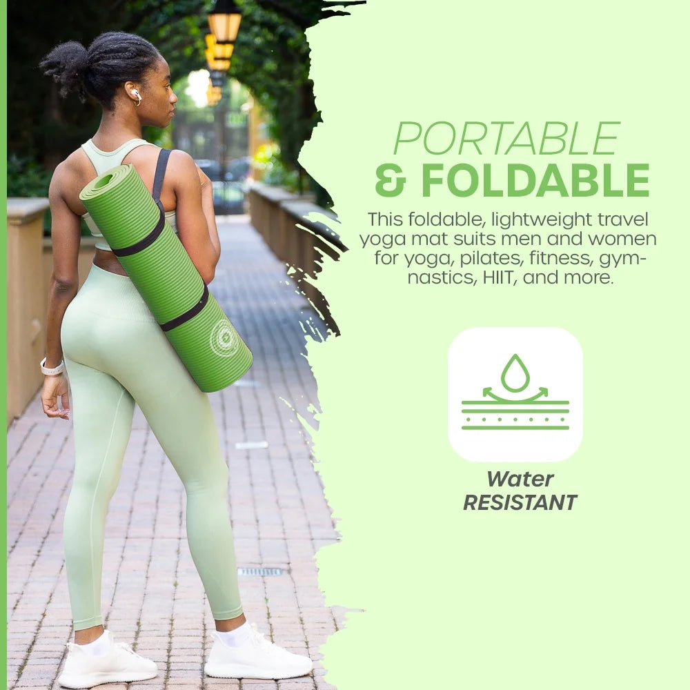 Yoga Mat 10 Mm Thickness with Carry Strap | Lightweight and Non Slip Yoga Mat for Pilates, Yoga | Free Ebook for Mat Workouts