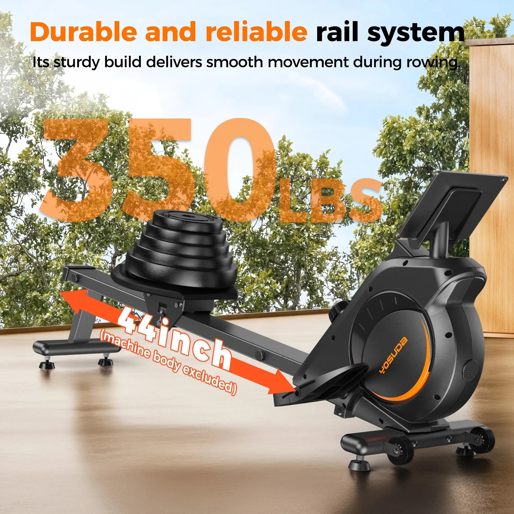 Magnetic Rowing Machine for Home Workout, 350 Lb Capacity, 16 Levels of Quiet Magnetic Resistance, Rower Machine Use with Bluetooth, App Supported