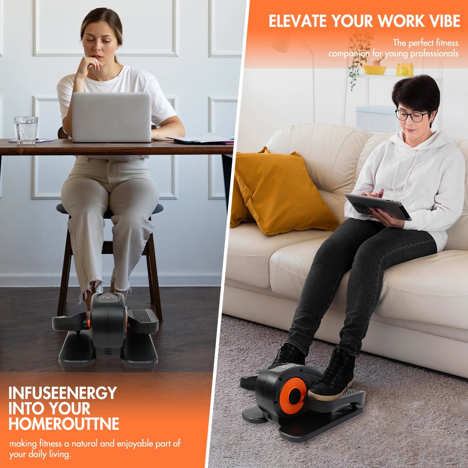 under Desk Elliptical, Portable Elipse Leg Exerciser While Sitting for Senior, Mini Seated Elliptical Machine with Remote Control for Home Office