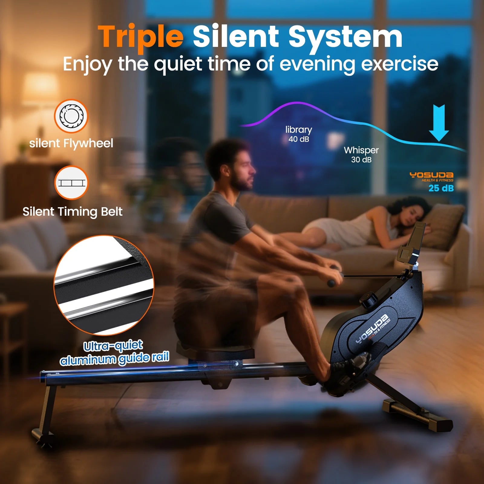 Magnetic Rowing Machine 350 LB Weight Capacity , Foldable Rower for Home Use with 16-Level Max 115Lbs Adjustable Resistance and Bluetooth