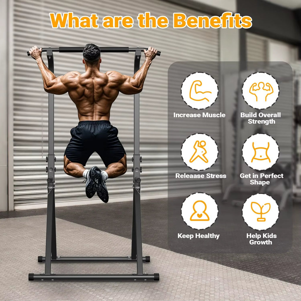 Foldable Pull up Bar Free Standing Multi-Function Power Tower Dip Bar Home Gym Strength Training Equipment 300 LBS Weight Capaci