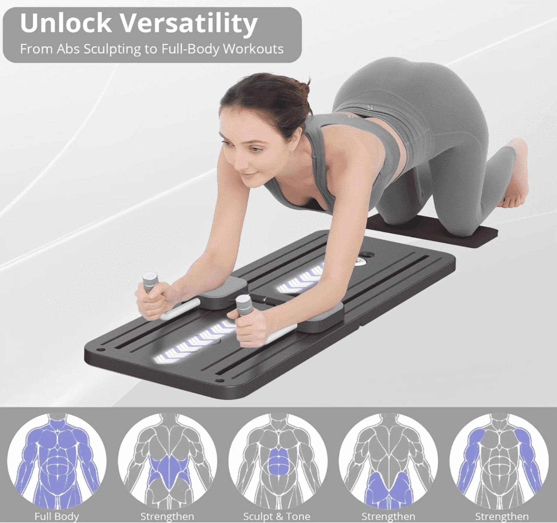 Premium 8-In-1 Abs Exercise Board - Multi-Functional Pilates Abdominal Trainer, Functional Pilates Board, Home Multi-Functional Folding Body Board, Waist, Hips, Arms Slimming, Yoga