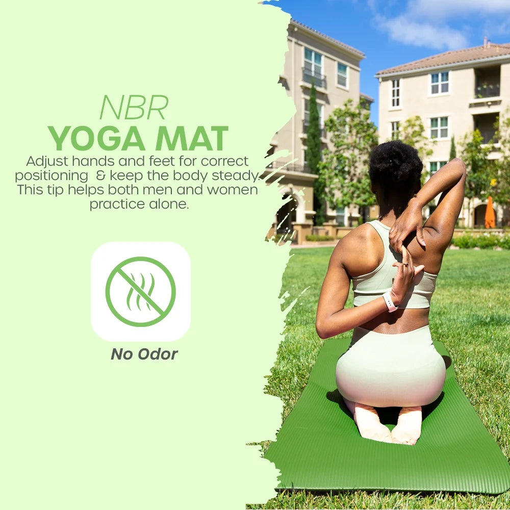 Yoga Mat 10 Mm Thickness with Carry Strap | Lightweight and Non Slip Yoga Mat for Pilates, Yoga | Free Ebook for Mat Workouts