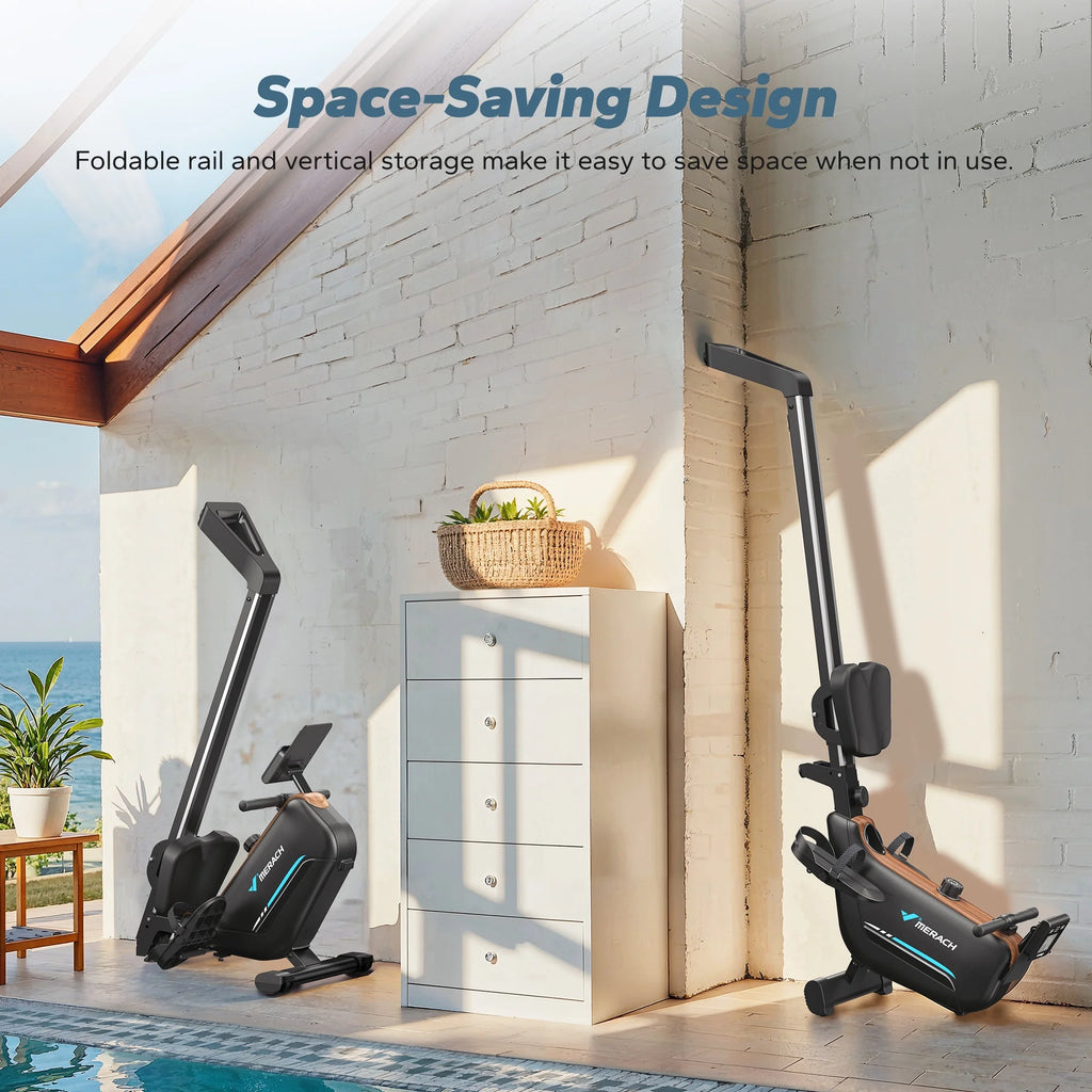 Magnetic Rowing Machines for Home, Quiet Row Machine with 51.2" Extended Rail, 16-Level Powerful Magnetic Rower and 350 LBS Weight Capacity